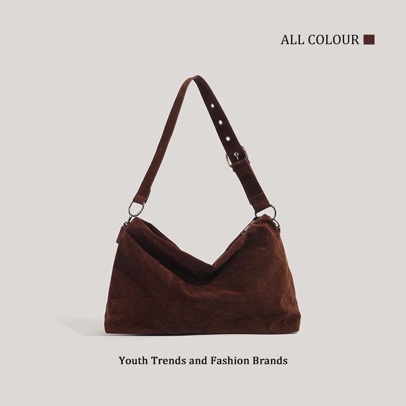 Autumn and Winter Matte Imitation Suede Bag Women's New Niche Design Belt Buckle Lazy Shoulder Messenger Bag