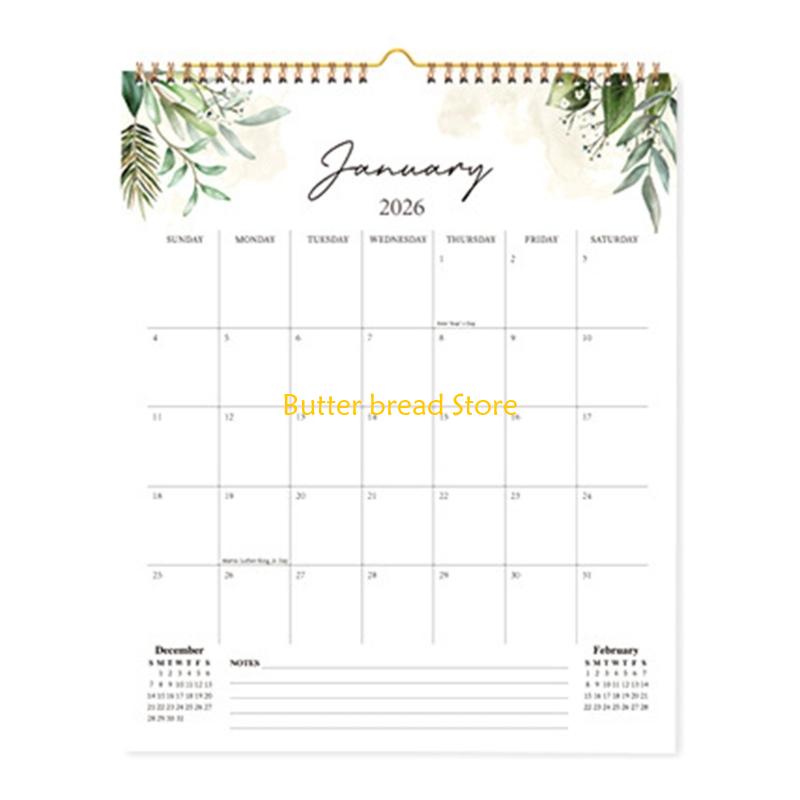 

W89C 2026 Wall Mount Paper Calendar 12 Month Planner Runs from January to December For Home Office School 29.5x37cm