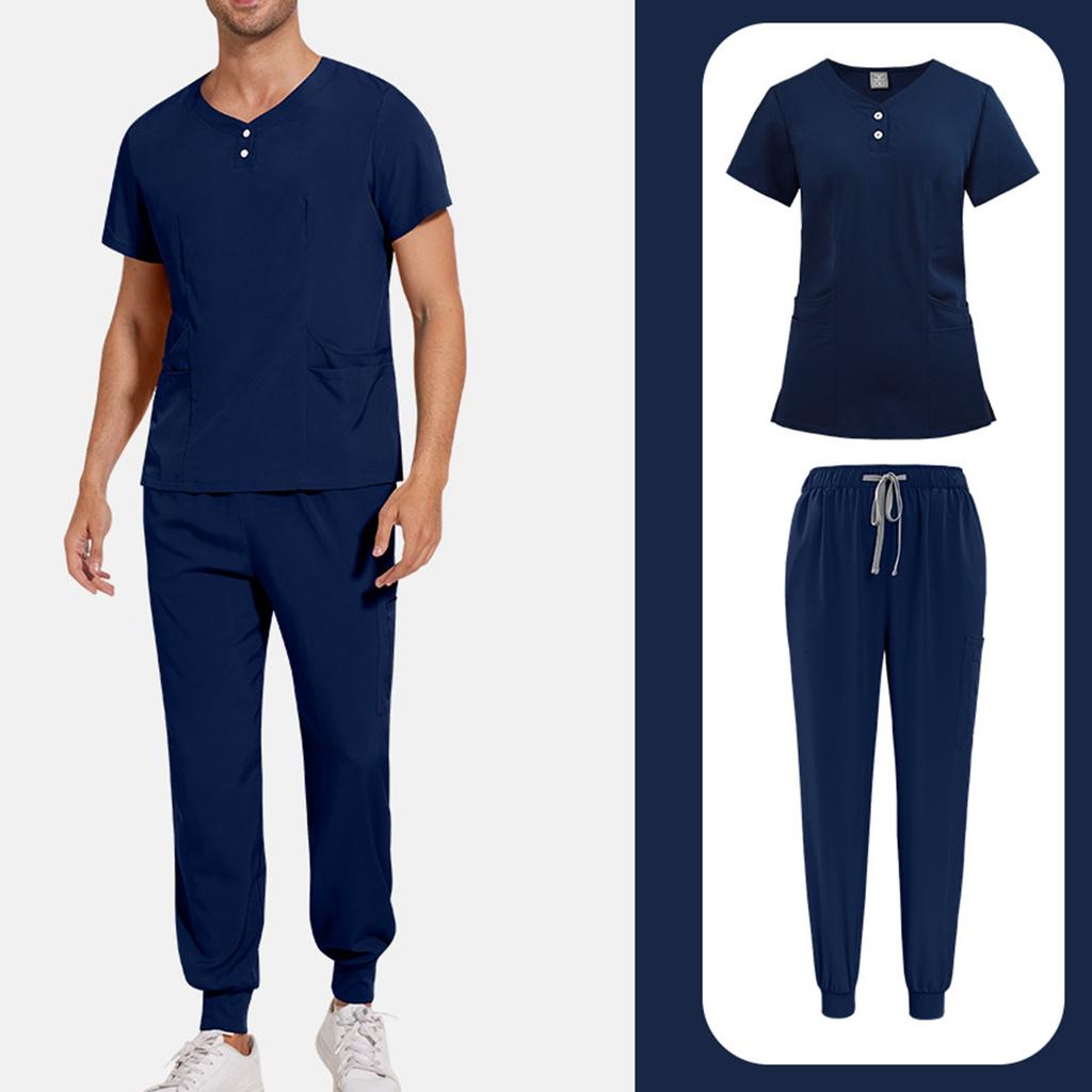 Mens' Comfortable And Casual Solid Color Short Sleeved Pants Protective Suit Set