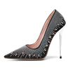 Luxury Thin High Heels Pumps Shoes Woman Large Size Point Toe Red Black Crystal Heeled Party Bridal Wedding Dress Shoes Ladies