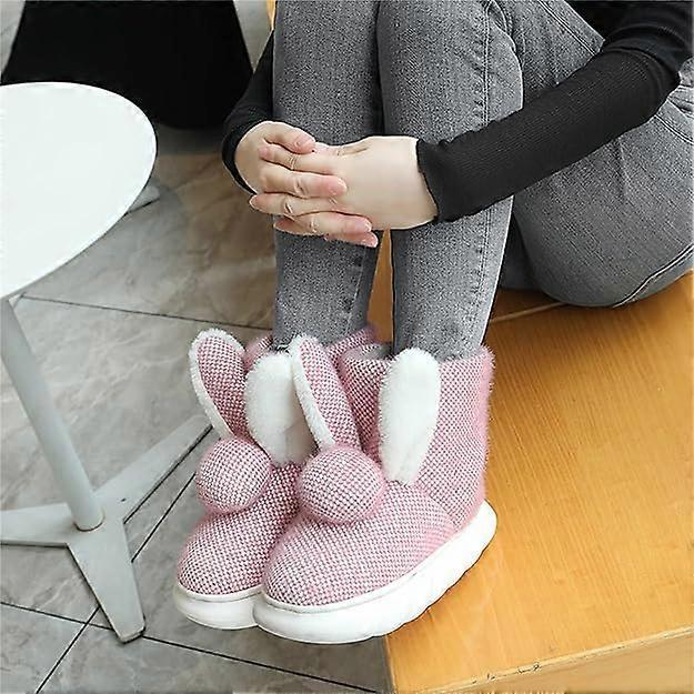 Casual Cute Bunny Boot Non Slip Slippers Suede Rabbit Slippers Warm Thick Soled Short Cotton Boots