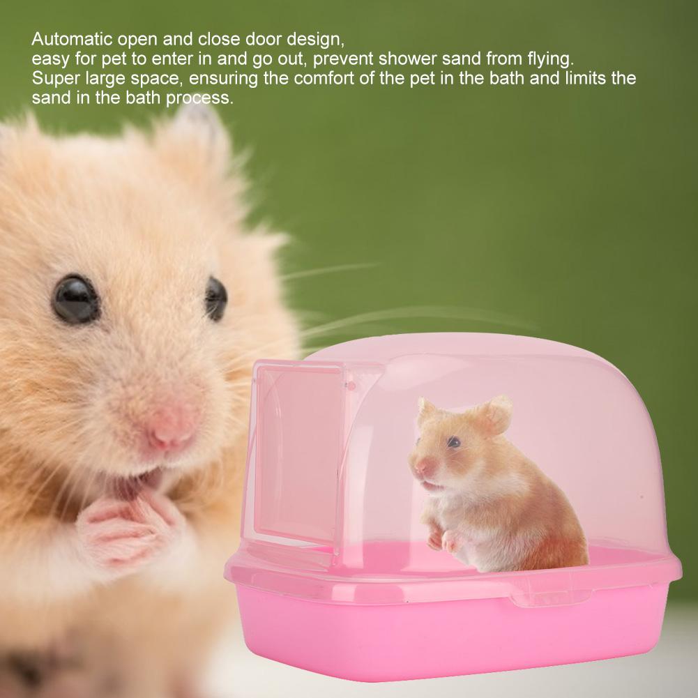 Hamster Automatic Door Open Close Bathtub Small Pet Cleaning Bathroom House  (Pink)
