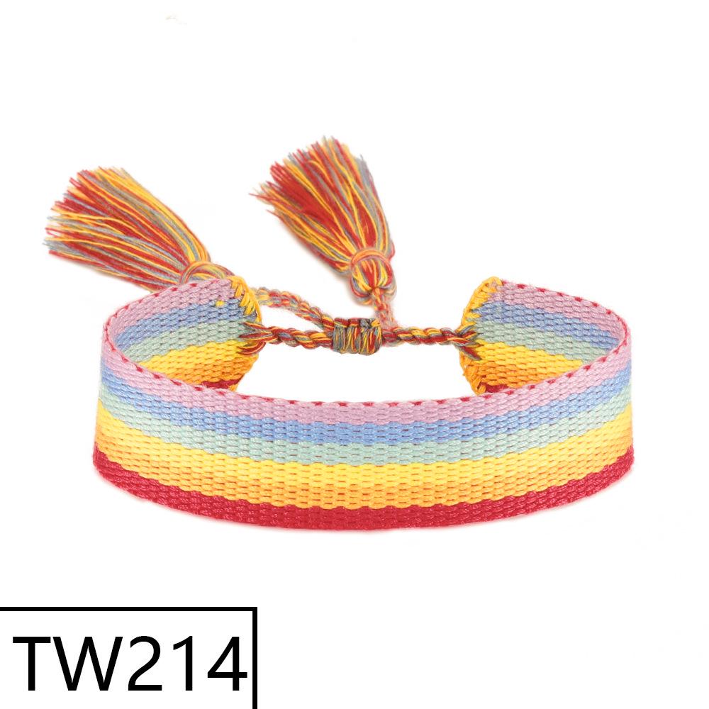 Customizable Handmade Bohemian Tassel Bracelet with Embroidered Logo - European & American Ethnic Friendship Style