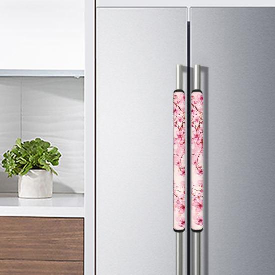 Yousheng 1 Pair Refrigerator Door Handle Covers Flower Patterns Universal Wide Application Kitchen Appliance Door Handle Decorative Mats