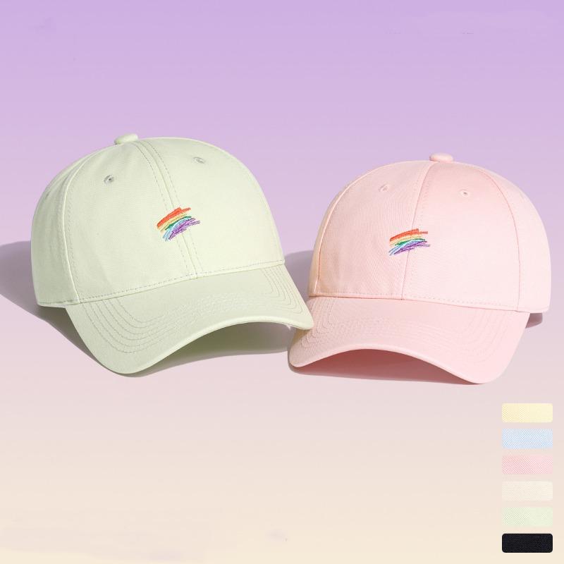 Yellow Baseball Cap Women's Color Lines Fashion Soft Top Bent Hat Green Couple Street Fashion Cap