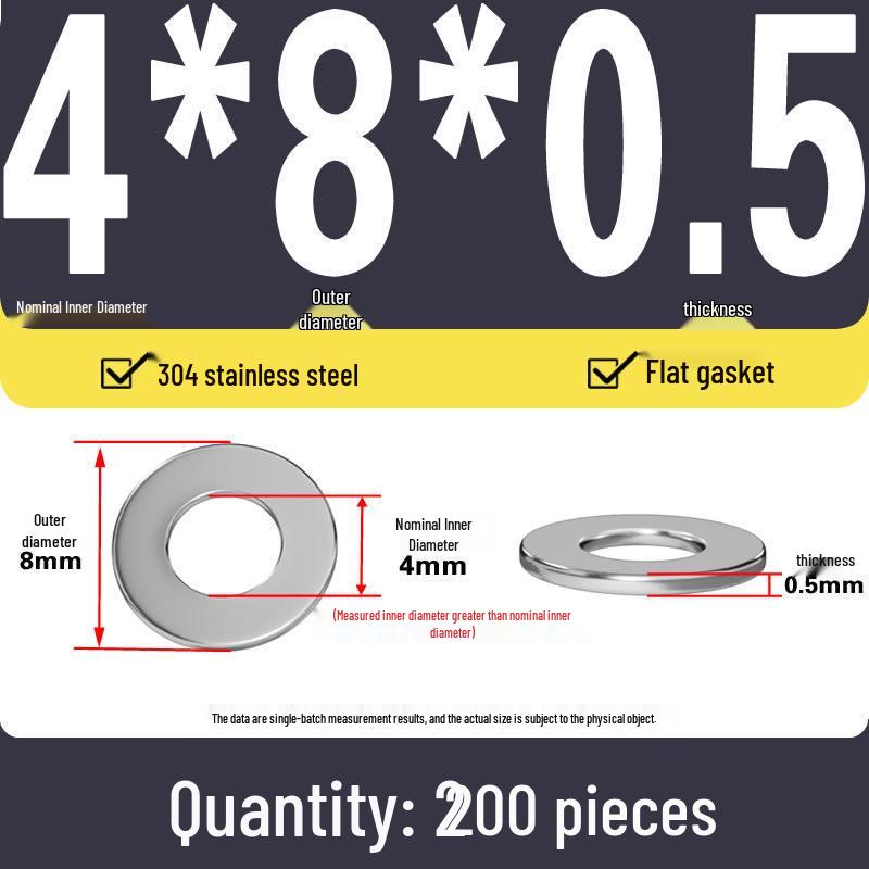 Plochá podložka z nerezové oceli 304 pro nastavení vůle hřídele (0,1/0,2/0,3 mm)