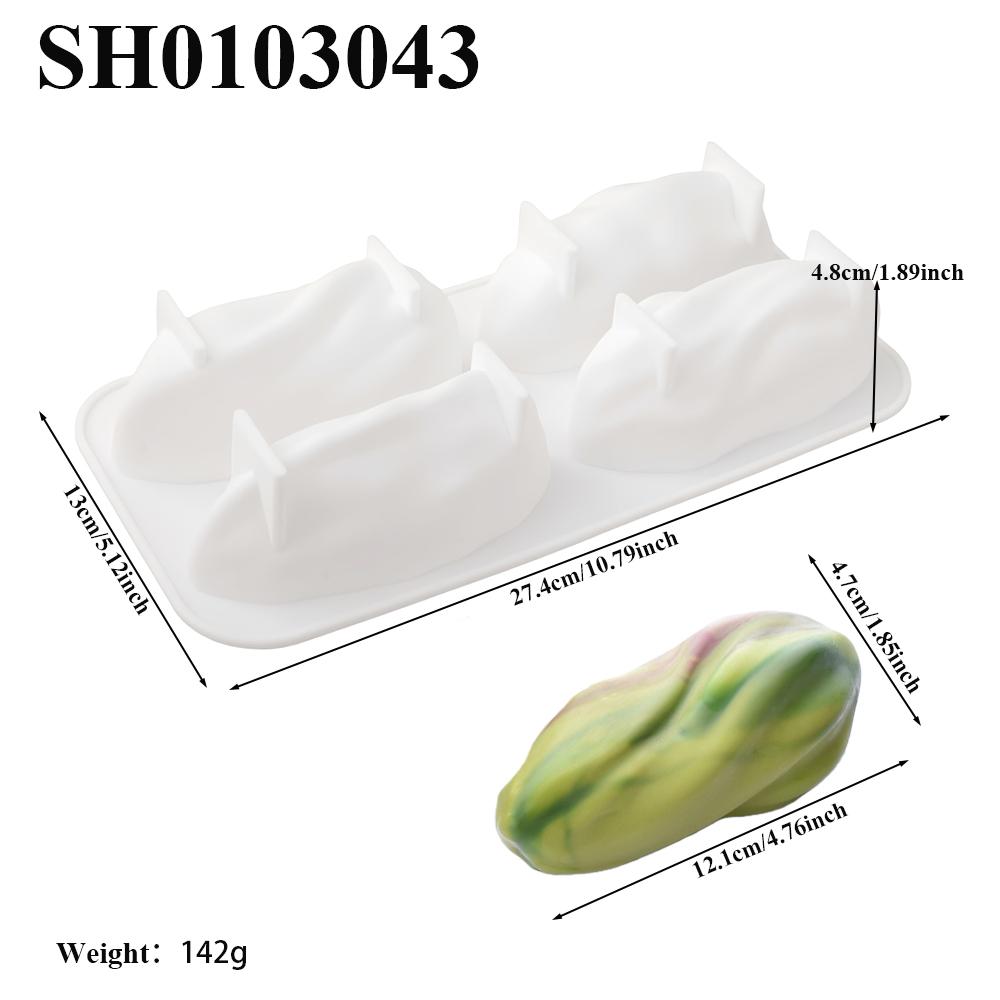 

Food Grade 4-Cavity Pistachio Silicone Mold For Mousse Cake,Chocolate Dessert,Diy Baking Tools,Non-Stick Mold Kitchen Bakeware (As shown-19602)-