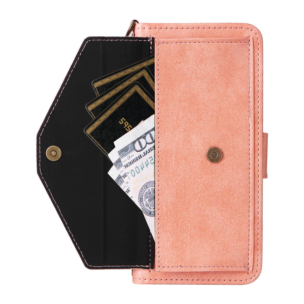 For Oppo A5x 5G/4G Leather Case Magnetic Closure Wallet Stand Phone Cover with Crossbody Strap