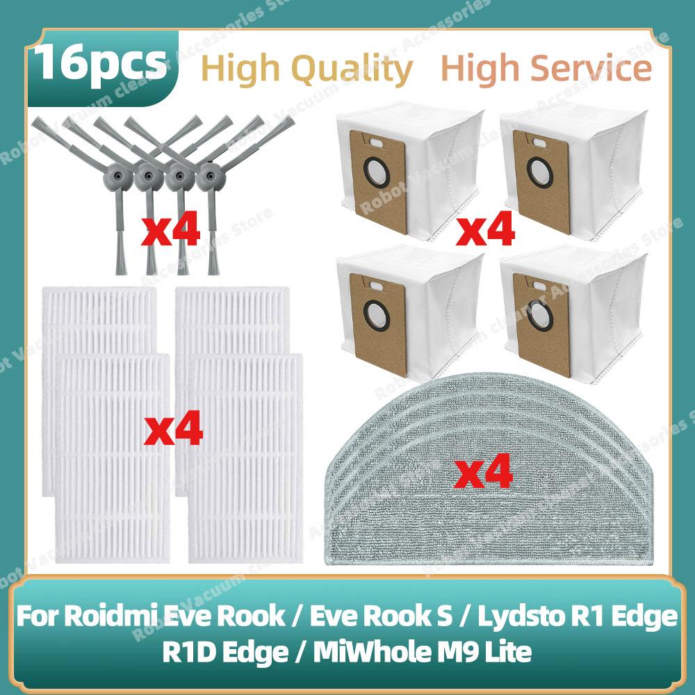 Compatible For Lydsto R1 Edge / R1D Edge / Roidmi Eve Rook / Eve Rook S / MiWhole M9 Lite Parts Side Brush Hepa Filter Mop Cloth
