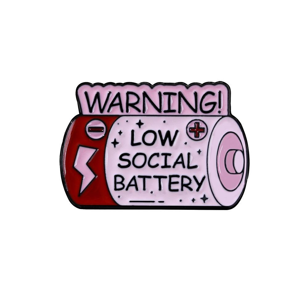 New Low Social Battery Brain Tombstone Metal Badge Mental Health Themed Creative Brooch Ornament
