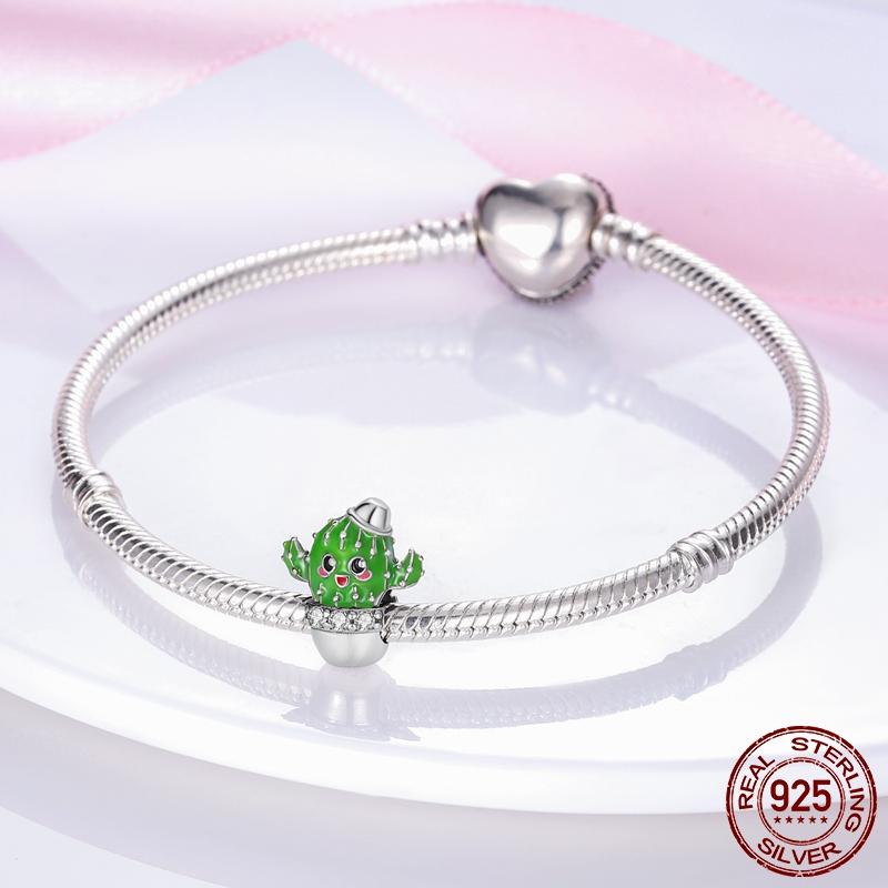 Kaktusperlen Kupfer Kaktus Anhänger Passend für Accessoires Armbänder Grüne Emaille Anhänger Original Kupfer Schmuck Geschenk