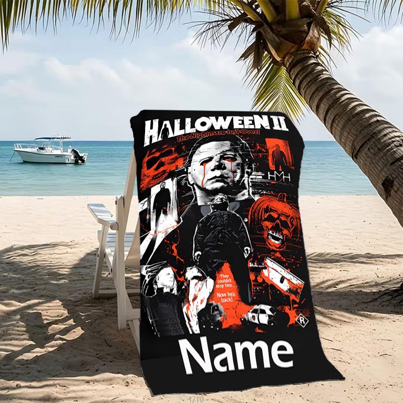 Customizable personalized beach towels Michael Myers themed designs.Suitable for the beach, yoga, sports;ideal as beach accessories
