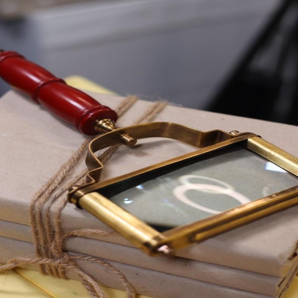 Nautical Brass Red Handled Magnifying Glass Reading Magnifier