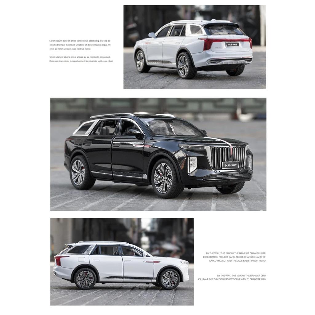 1/24 Hong Qi E-HS9 Pure Electric Large SUV Classic Alloy Car Model Diecasts Toy with Sound and Light Vehicles Decoration Toy Boy