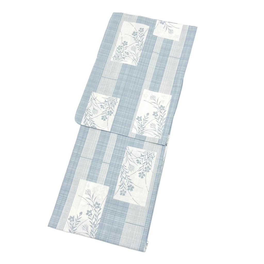 Yukata Set of One Size Fits Classic Checkered X Heiko Obi In [Fuuka] Women's 2, Adults, Most, Pattern, (Light Blue, White) (Made Japan/Coral)