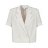 Jiuzi Anna Kou Elegant Commuting Simple Double Row Buckle Acetate Short-sleeved Suit for Women
