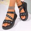 Fashion 2025 Summer Buckle Strap Women's Sandals Fashion Rivet New Casual Plus Size Comfortable Open Toe Best Seller Platform Sandals