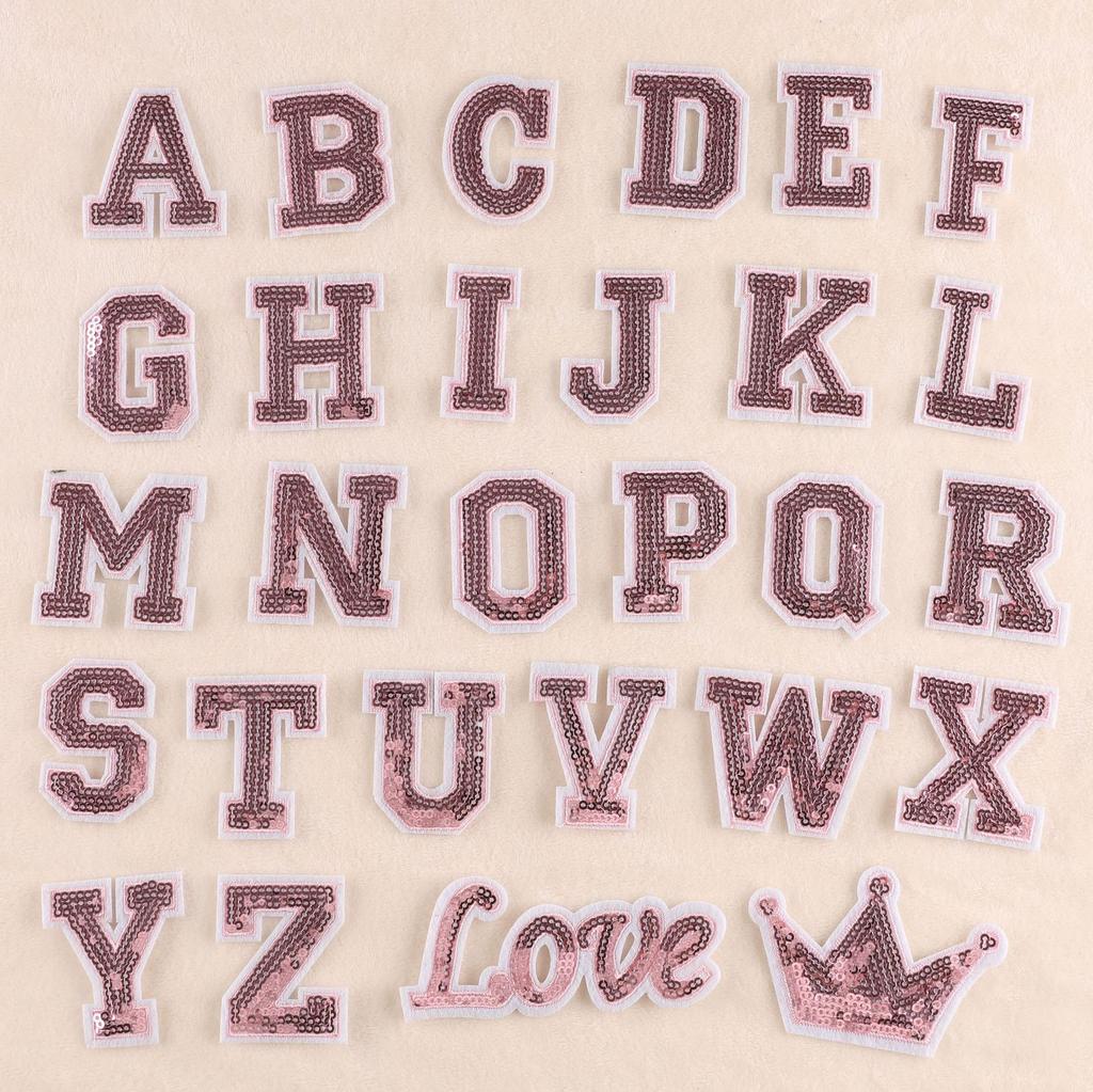 Accessories Bead Sequins Embroidery Cloth Label 26 English Letters Patch Sticker Accessories Computer Embroidery Label Badge Cloth Sticker
