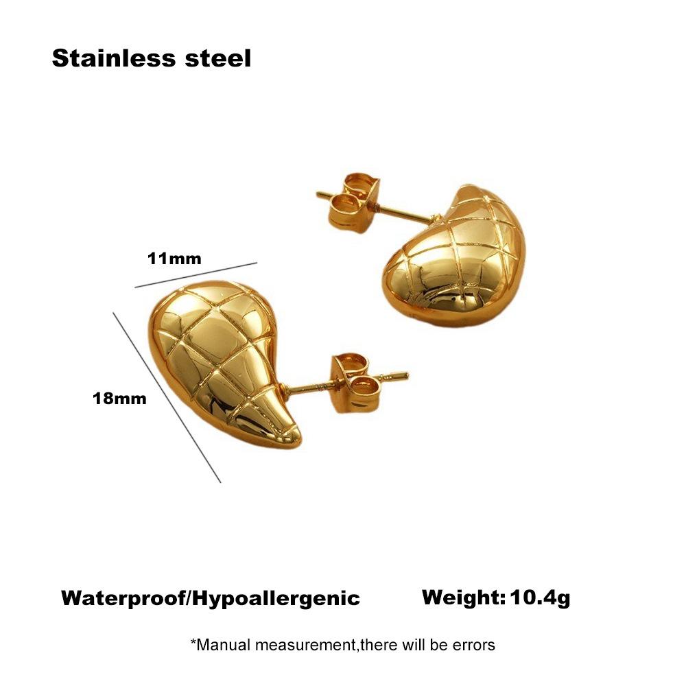 18K Gold-Plated Water Drop Earrings: Chic European-American Design, Stainless Steel, Versatile Studs for Women