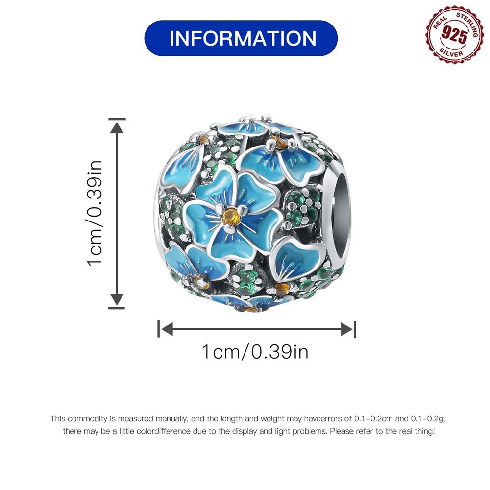 Authentic copper Charm Bead Charms Luxury Blue Cherry Blossom Hollow Bead Charms Compatible With Bracelets Diy Women Making Delicate Gift