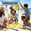 Custom Name Personalized Sailor Moon Print Beach Towel, for Trip Camping Beach Party Home Decor, Birthday Gift for Family & Friends