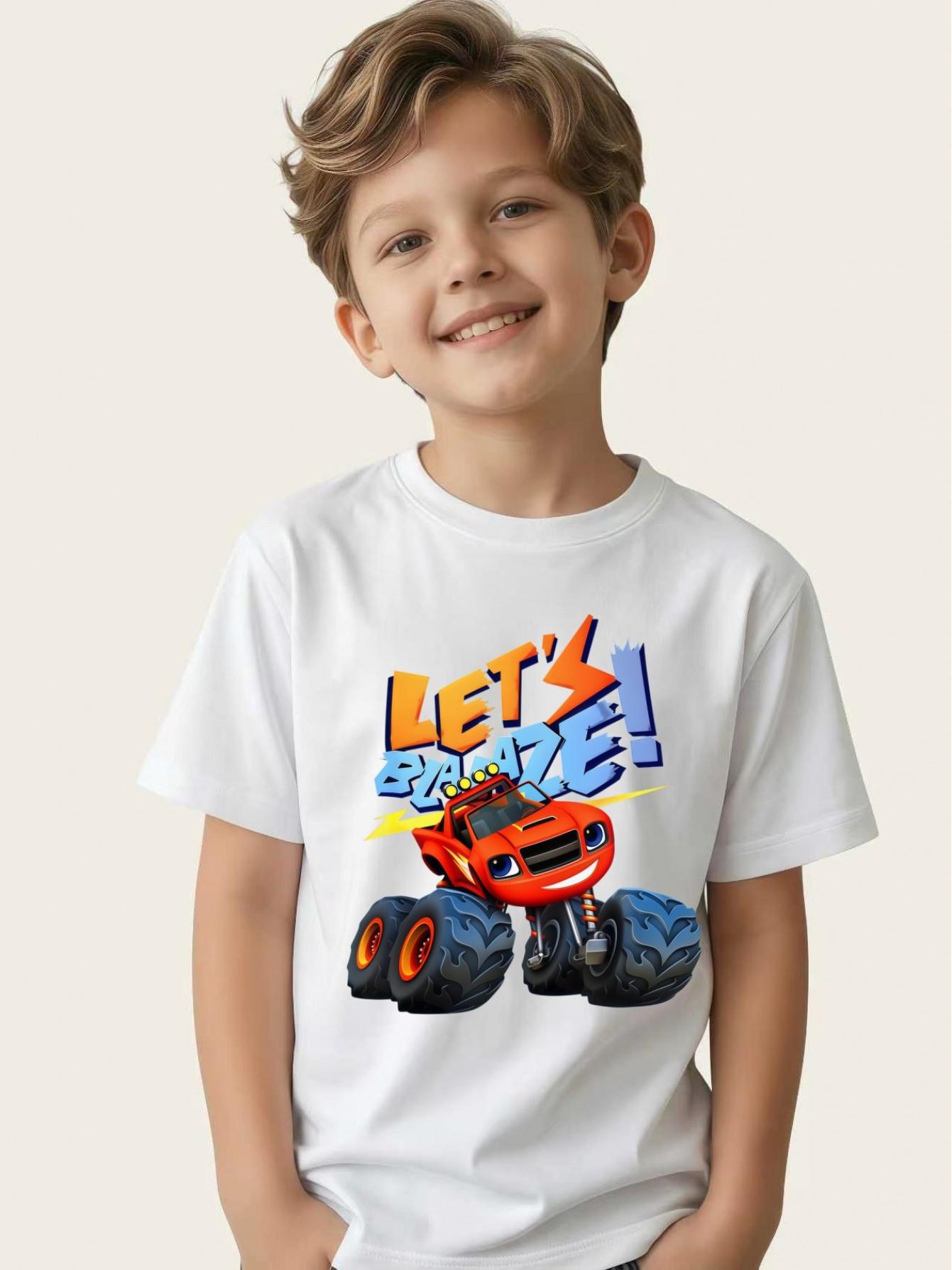 

Boys summer T-shirts, breathable children s short-sleeved school daily wear street tops 160