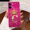 Case For Vivo Y05 4G/Y11D 4G/Y11 5G/Y21 5G Transparent TPU Shockproof Soft Casing Lucky A-Z Letters Crown Pattern Couple Shell