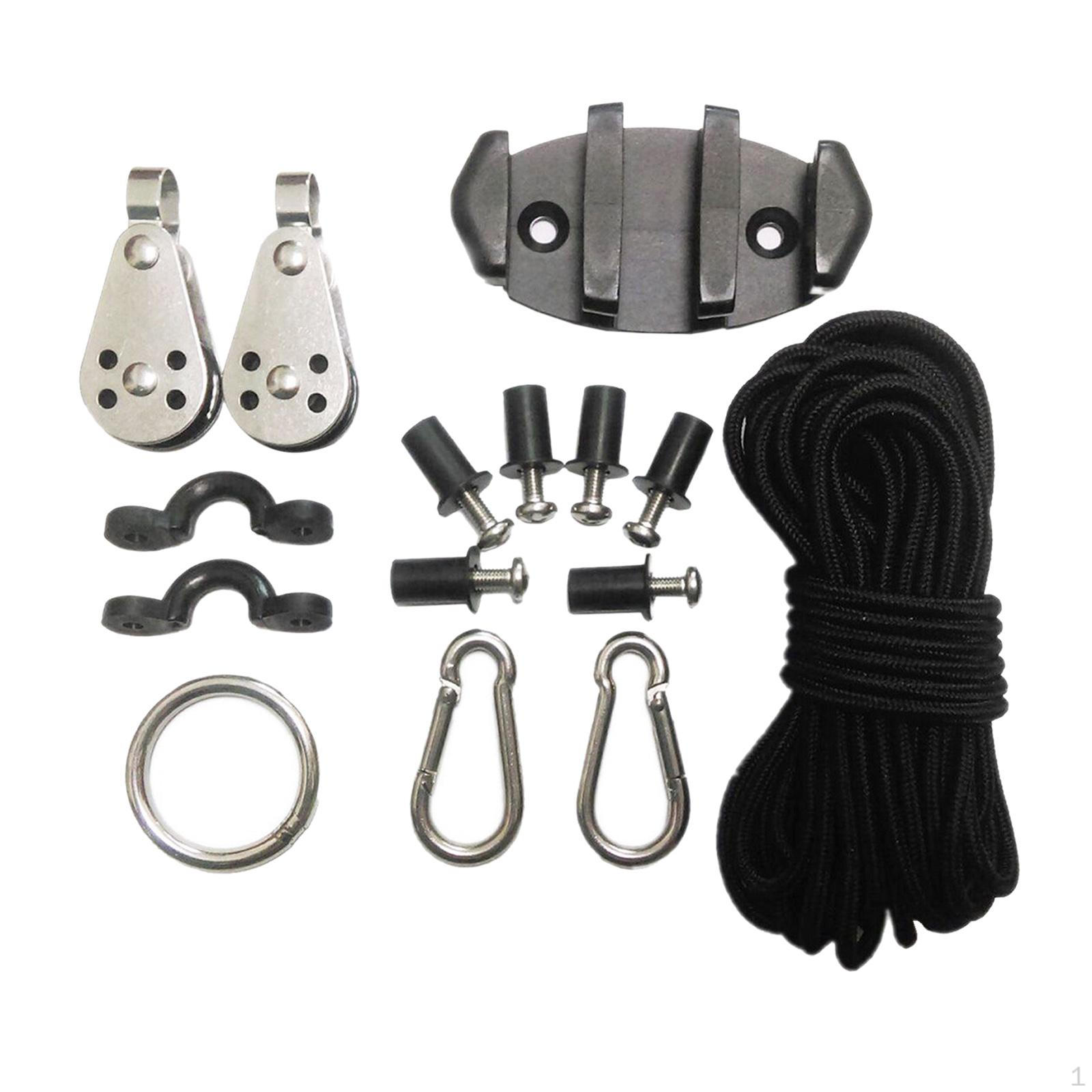 

MARINE Kayak Canoe Anchor Trolley Kit Eyes Screws Accessories Cleat Rigging Ring Pulleys