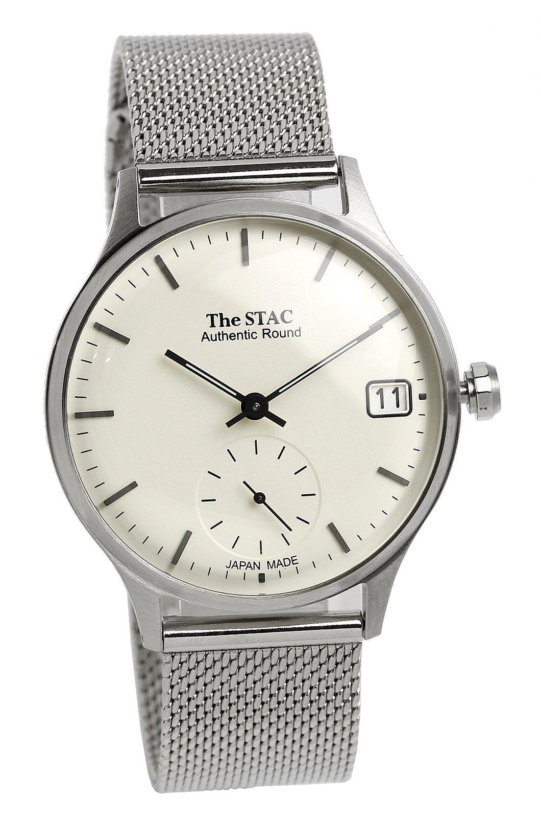 

Классические круглые часы STAC Authentic для мужчин и женщин (Стержень x Серебряная сетка) Сделано в японии