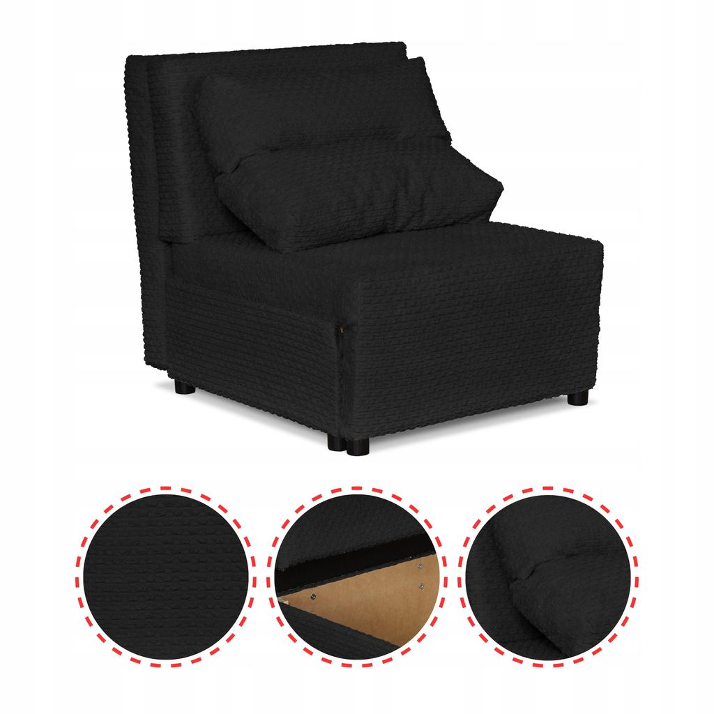 Fold-out Armchair Sleeping Function KIMO Bedding Container Family Furniture Black
