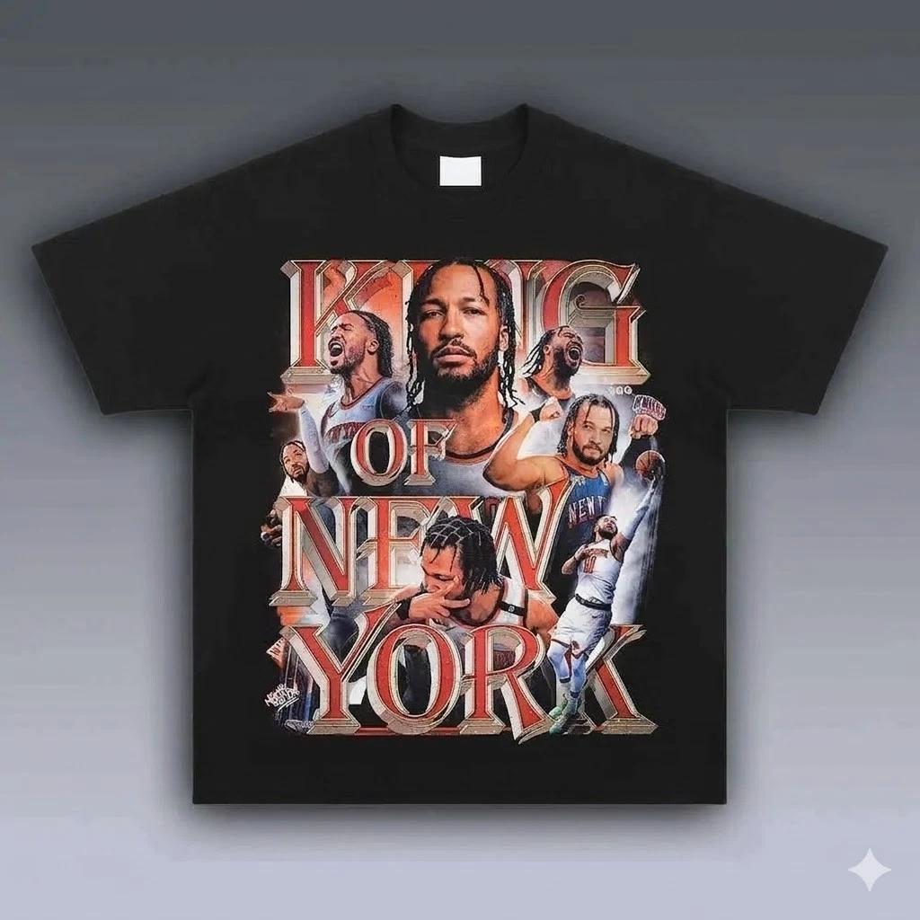 Jalen Brunson Vintage Graphic TShirt Retro King of New York Basketball Tee Black M