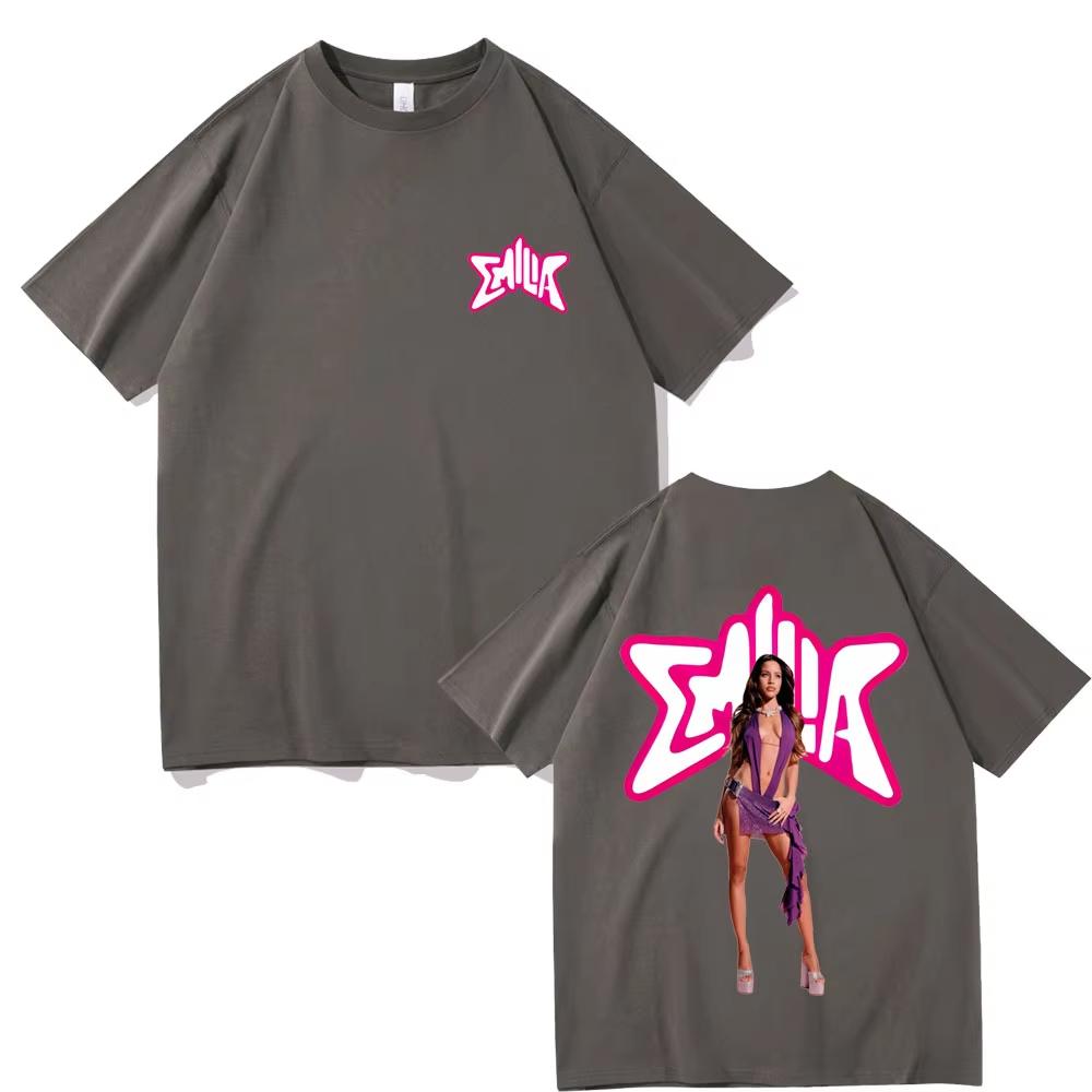 Singer Emilia Mernes MP3 Double Sided Print T Shirts Men Women Cotton Oversized Tshirts Male Fashion Tshirt Fashion Streetwear