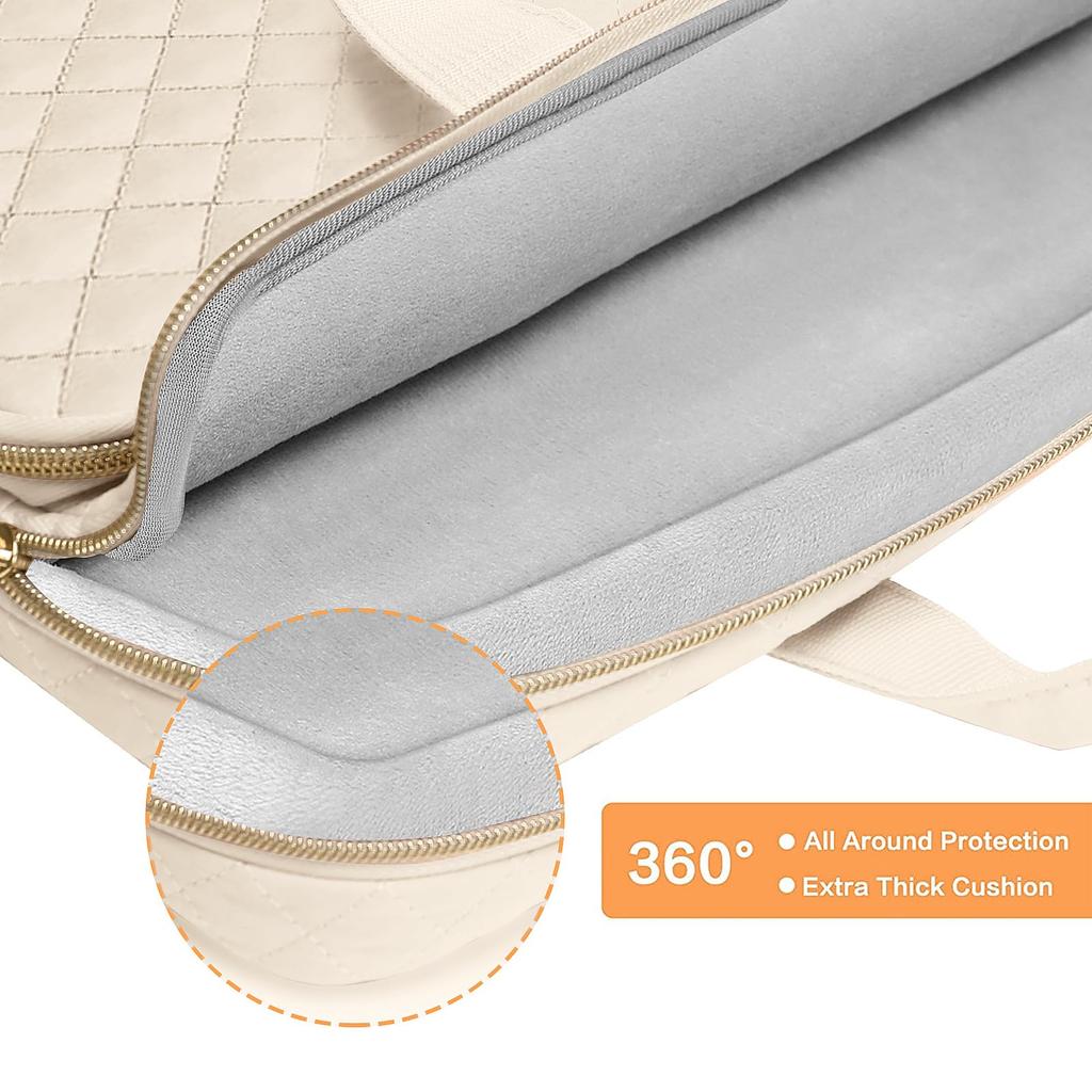 MOSISO Housse de protection 360° pour ordinateur portable, compatible avec MacBook Air 15" (M4, M3, M4, M3, M2), 2 poches, poignée, ceinture, sac matelassé carré, M2/Pro 16" (M1),