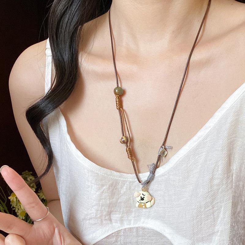 Dopamine Color Flower Love Necklace Summer Small Fresh Long Collarbone Chain Holiday Sweet Girl Heart Necklace