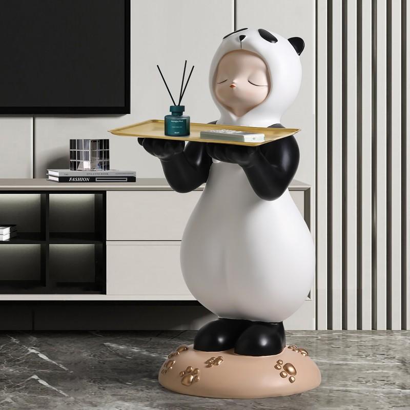 Creative Design Panda Girl Floor Ornament Large Pallet Storage Living Room Nice Entrance Home Decoration Home Relocation New House Gift