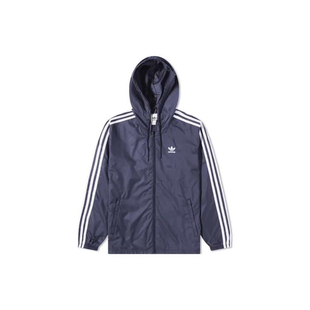 Adidas Originals Trefoil Logo Hooded Jacket Men Outerwear Blue HB9491