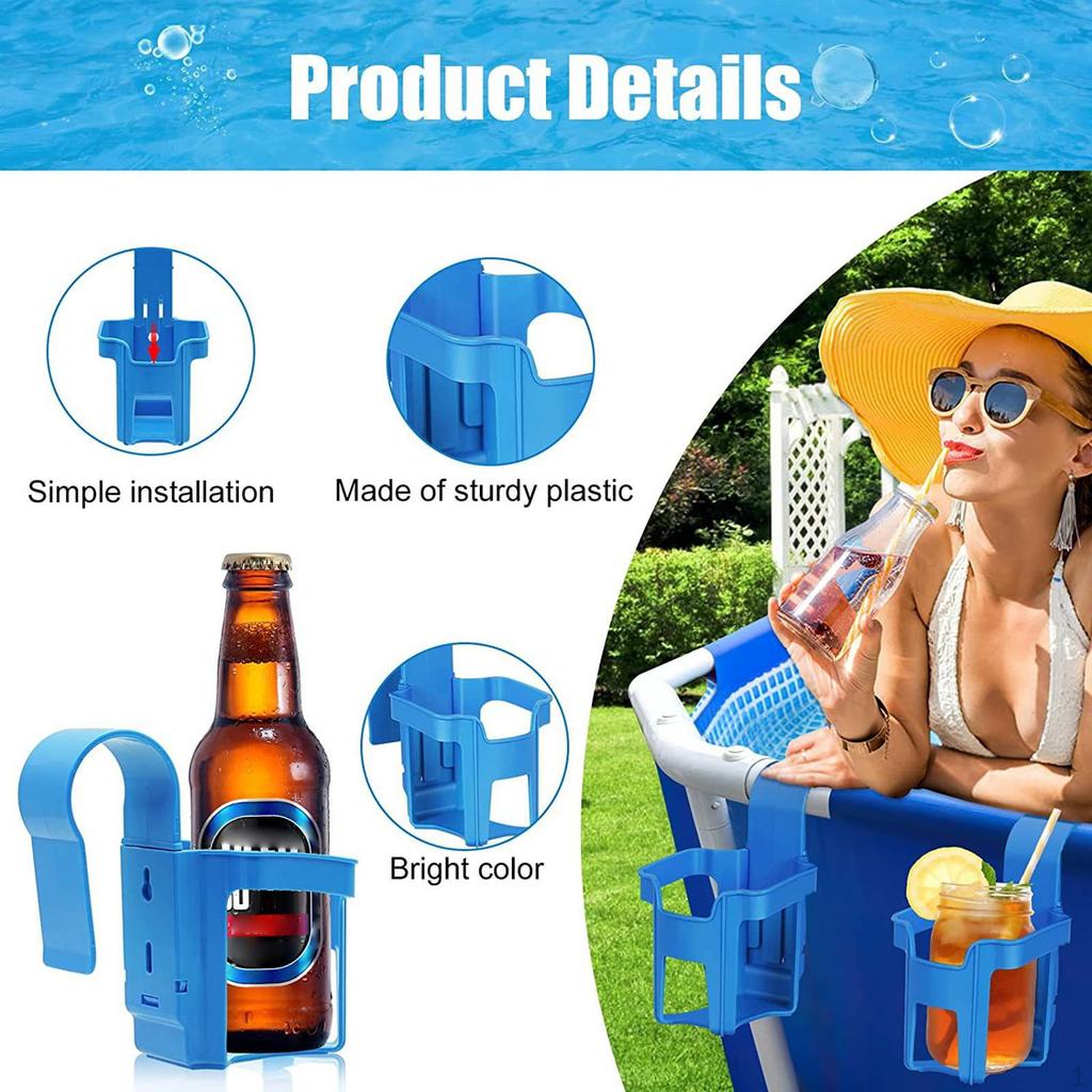 above Ground Pool Cup Holder Swim Holders Portable Container hook Storage Sturdy Poolside