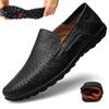 Echtes Leder Mokassins Männer weiche Unterseite Sommer atmungsaktive Hohl Loafer British Business Casual Lederschuhe Hand nähen