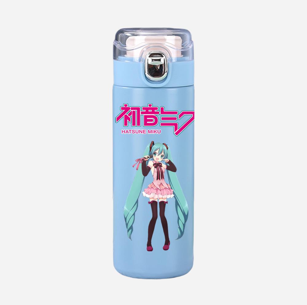Tazza Termica Stampata Anime Hatsune Miku Portatile Acciaio Inossidabile 400ml Borraccia Anti-perdita Tazza da Campeggio Regalo