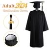 1 Set Graduation Uniform with Tassel Zipper Closure Long Sleeve Loose Cardigan Dress-up Solid Black 2023 College Graduation Gown Hat