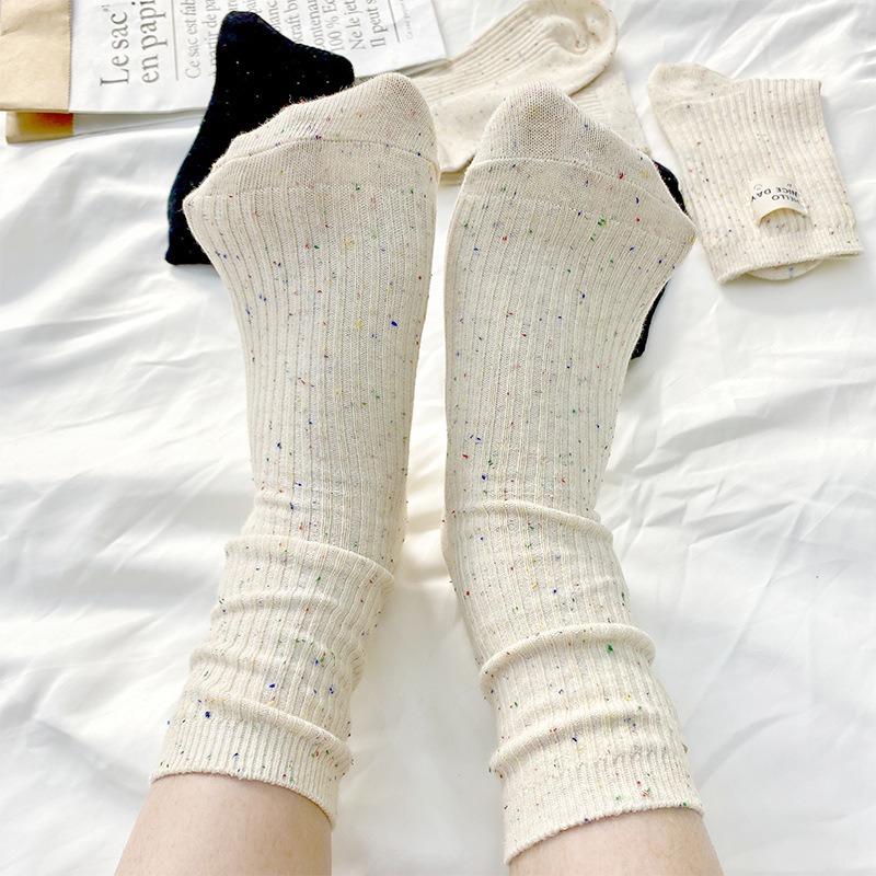 Ladies Spring and Autumn All Kinds of Cloth Mark Point Yarn In The Tube Pile Pile Cotton Socks