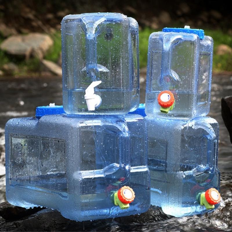 5/8/10/12/15L Clear Plastic Water Container Tanks with Tap Outdoor Water Bucket Camping Water Carrier Portable Bucket