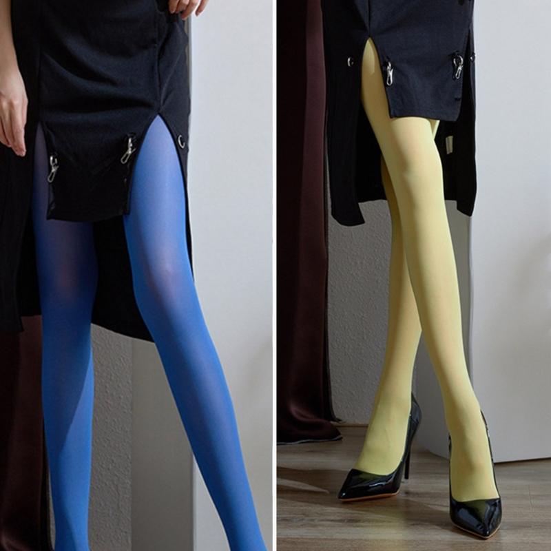 50D Damenstrumpfhose Halbtransparent Mit Fuß Weich Einfarbig Dehnbar Hoher Bund Mit Fuß Strumpfhose Strumpfwaren Geschenke