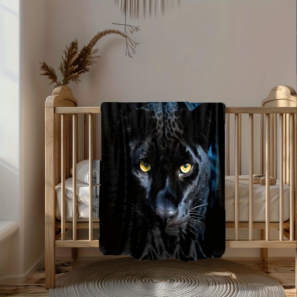 Custom Black Panther Fleece Blanket Personalized Name Text Wild Animal Print Throw Soft Warm All Season Bedding Gift For Animal
