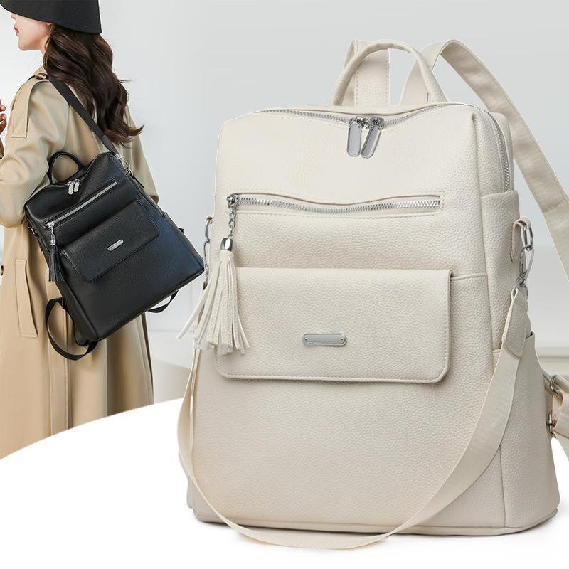 Schoolbag backpack women's new backpack retro large capacity travel shoulder bag handbag three-purpose bag women
