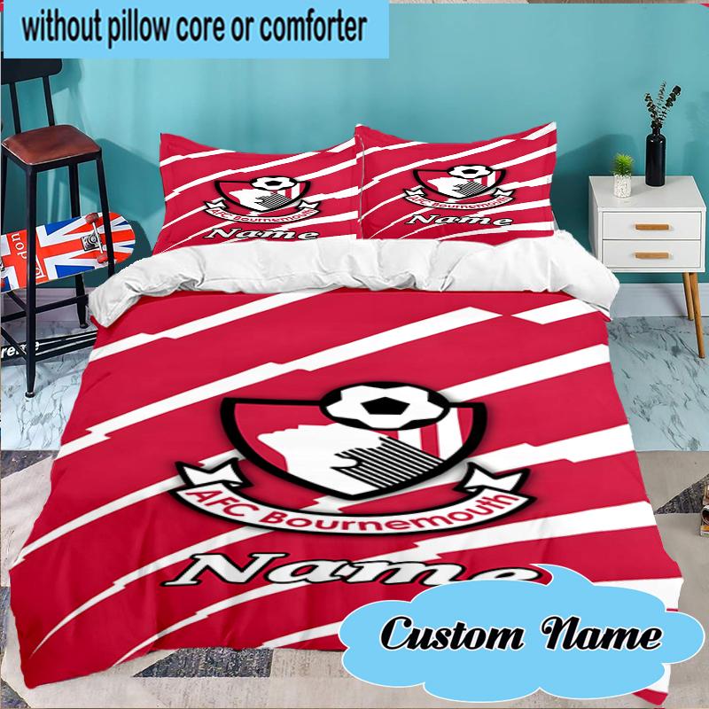 Custom Name Bournemouth Crest Bedding Set 3pcs, Bedding Set Including 1pc Duvet Cover And 2pcs Pillowcases for Bedroom, Dormitory Gift