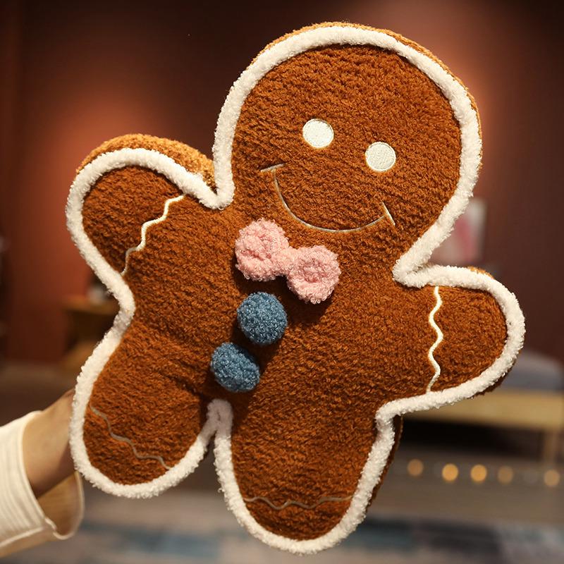 Gingerbread Man Pillow & Christmas Tree Cushion Set - Festive Holiday Decoration Gift for Kids