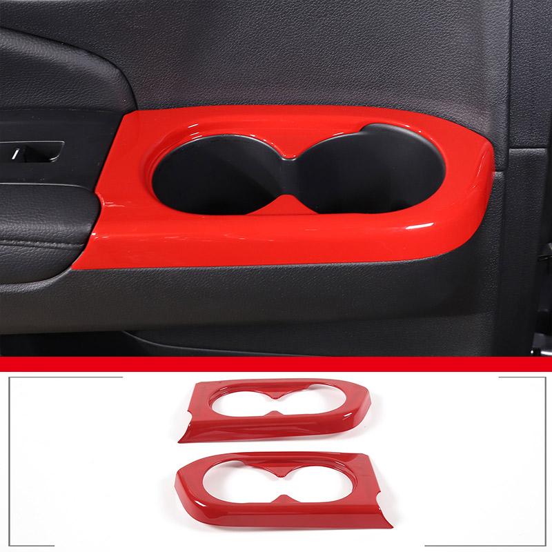 

ABS Carbon fiber /Red For Honda Pilot 2015- Car Rear Door Cup Holder Frame Cover Decorative Sticker Car Interior Accessories червоний