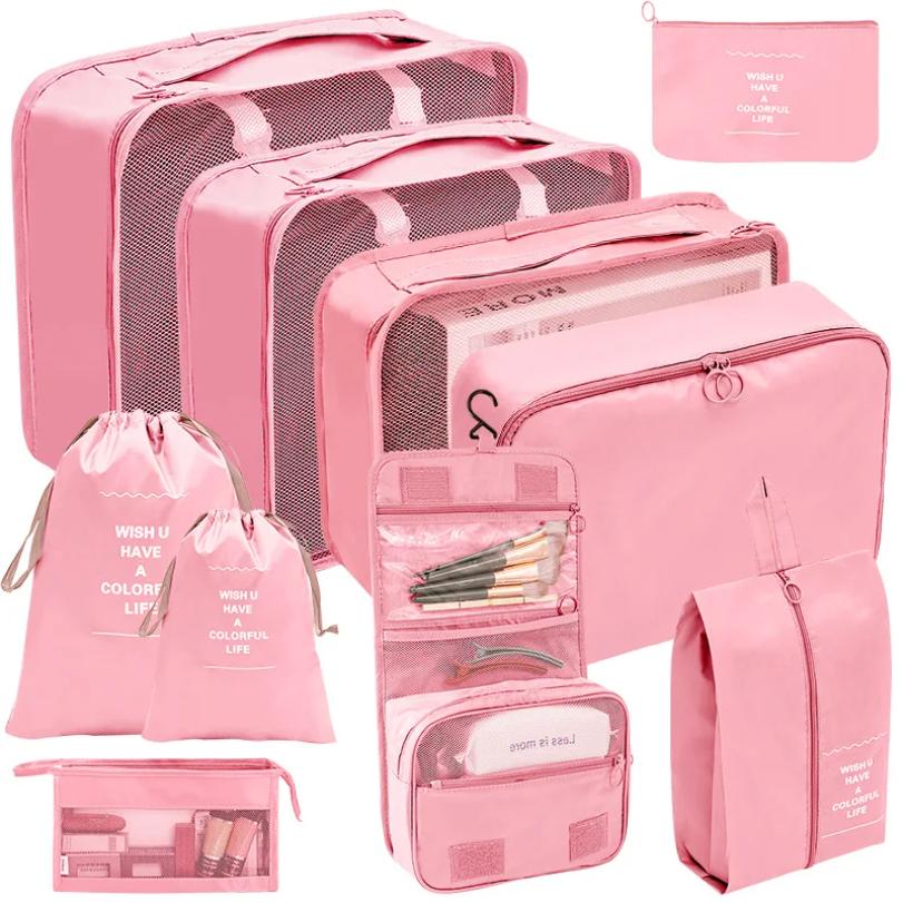 7/10 Pcs Set Travel Organizer Storage Bags Suitcase Packing Cubes Cases Portable Wardrobe Luggage Clothes Shoe Pouch Fold