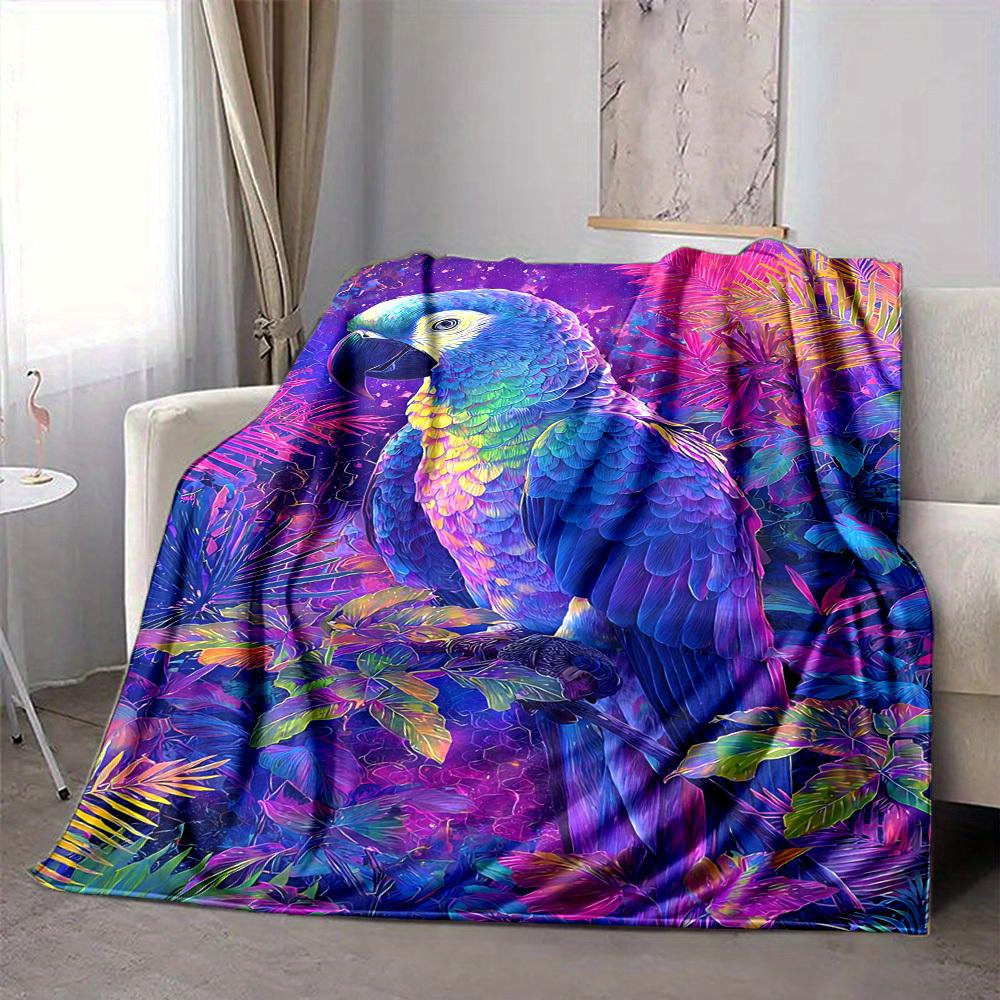 1pc Parrot Jungle Blanket, Lightweight Flannel Throw Blanket for Sofa, Bed, Travel, Camping, Living Room, Office, Couch, Chair, and Bed